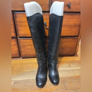 Vince Camuto extra-wide calf Black Leather Knee-High Boots